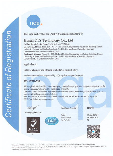 Çin Hunan CTS Technology Co,.ltd Sertifikalar